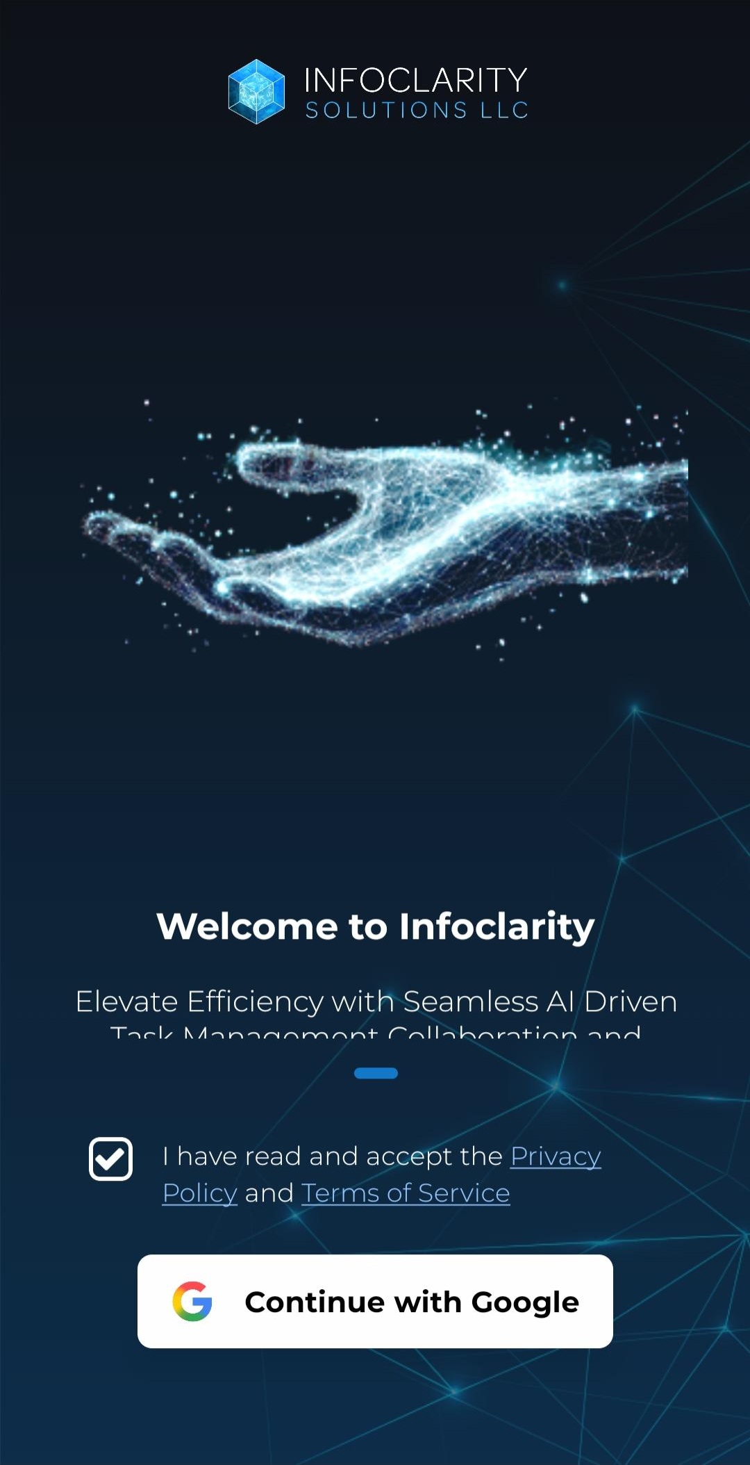 Infoclarity Welcome Page